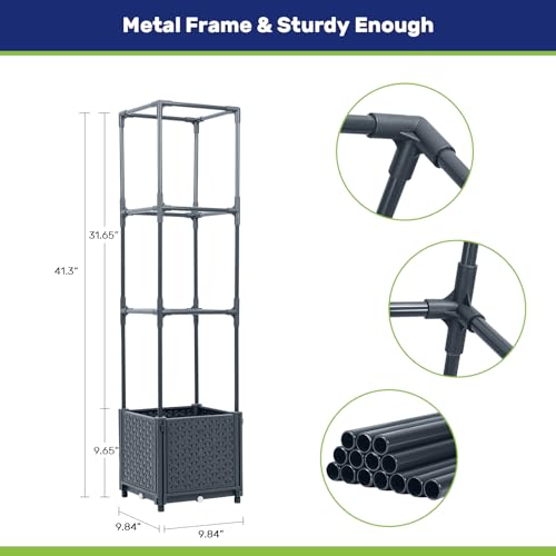 LINEX Raised Garden Bed Planter Box with Trellis, 41.3” Tomato Planters for Climbing Plants Vegetable Vine Flowers Outdoor Patio, Tomatoes Cage LINEX