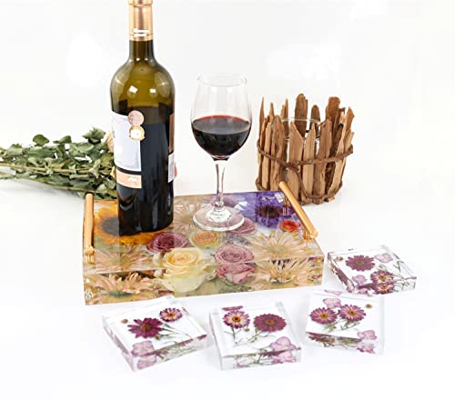 Resin Tray Molds Silicone, 13.5" Large Rectangle Deep Tray Resin Mold & Gold and Silver Handle, Shiny Silicone Tray Board Table Mold for Resin, ModWgGuo