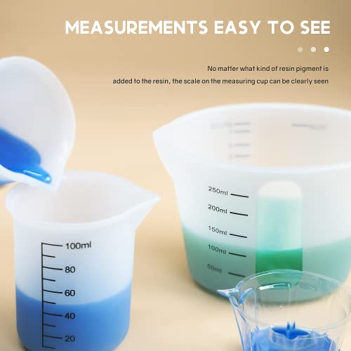 Silicone Measuring Cups for Epoxy Resin,JANCHUN Resin Supplies with 250&100ml Silicone Cups, Hard Stir Sticks,Epoxy Mixer,Color Cups,Mixing Tools for JANCHUN