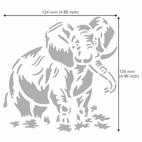 Aleks Melnyk No.478 Metal Stencil, Elephant Mammal Animal, Safari Animal, Small Stencil, 1 PC, Template for Wood Burning, Engraving, Crafting, Aleks Melnyk
