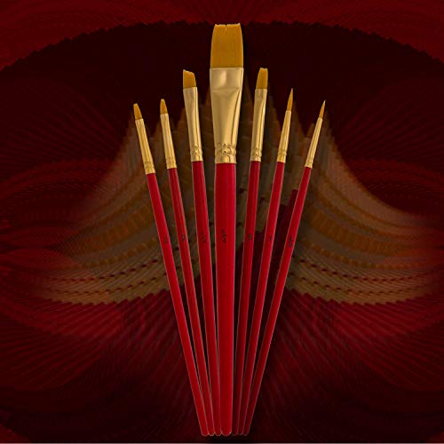 U.S. Art Supply Golden Taklon 7-Piece Nylon Hair Artist Paint Brush Set U.S. Art Supply