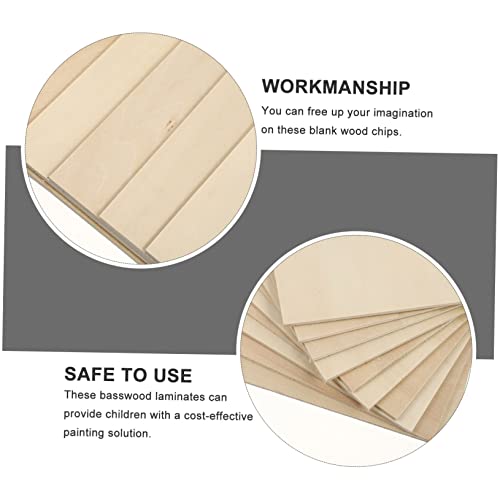 KALLORY 10pcs Board Wood Panels for Crafts Unfinished Wood Plaques Decorative Plywood Plywood Unpainted Wood Ornament Thin Wood Hand Decor Pyrograph KALLORY