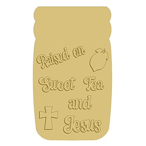 3D Sweet Tea and Jesus Cutout Unfinished Wood Everyday Door Hanger MDF Shape Canvas Style 1 Art 1 (12") Diverse Woodworking