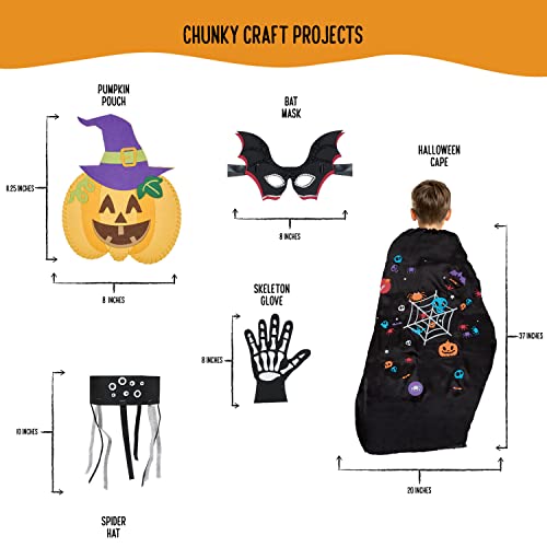 jackinthebox Halloween Crafts for Kids | Contains 6 Chunky Craft Projects | Great Halloween Costume for Kids | Incl. Halloween Cape, Pumpkin Pouch, jackinthebox