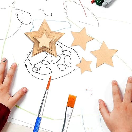 SUPVOX 100pcs Shape Wooden Blank Wooden Plaque Wooden Star Embellishments Nativity Ornaments Wooden Embellishments Unfinished Star Cutouts Mothers SUPVOX