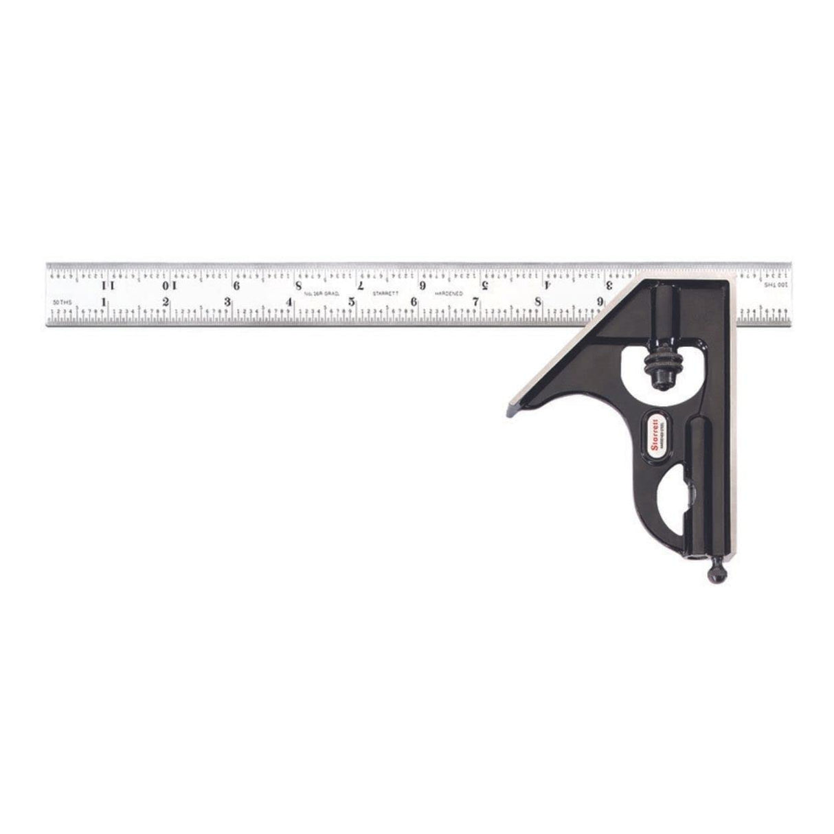 Starrett Steel Combination Square with Square Head - 12" Blade Length, Forged and Hardened Steel Heads, Reversible Lock Bolt, Scriber, 16R Graduation Starrett