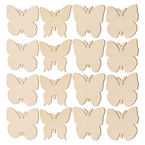 Happyyami 40Pcs Wooden Butterfly Wood Cutouts for Crafts Unfinished Wood Chips Wooden Ornaments to Paint Wooden Embellishment Wood Butterflies Happyyami