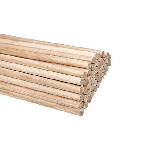 Long Wood Dowel Rods Unfinished Natural Wood Craft Dowel Sticks 50 Pack 1/4 Inch×12 Inch PPXMEEUDC