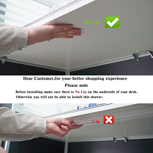 Navtcow Under Desk Drawer Storage Organizer - 2 Pack (Large and Small) Black - (Please Note - Drawer Size/No Lip Under Desktop) - 2 Installation Navtcow