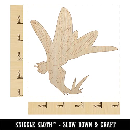 Perched Dragonfly Dasher Darner Insect Unfinished Wood Shape Piece Cutout for DIY Craft Projects - 1/8 Inch Thick - 4.70 Inch Size Sniggle Sloth
