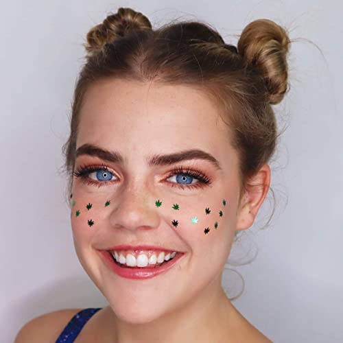 3 Pack - Green, Rainbow & Silver Holographic Leaf Glitter - Solvent Resistant & Cosmetic Grade - Face Body Nails Resin Arts & Crafts, Tumblers, Bath Electric Bliss Beauty