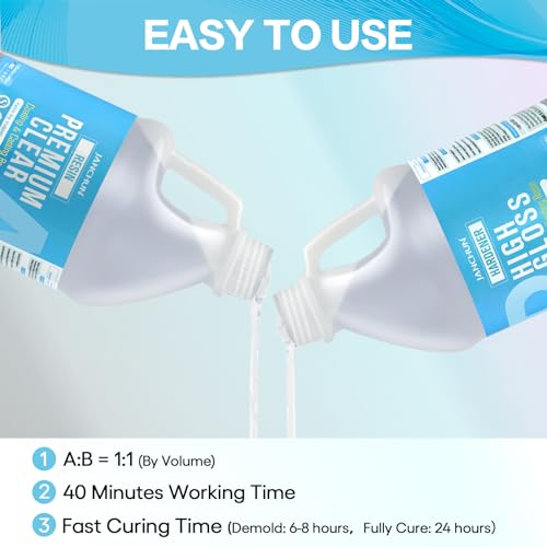 JANCHUN 1 Gallon Crystal Clear Epoxy Resin Kit,High Gloss Casting and Coating Resin for Table Top,Bar Top,Art Resin,Jewelry Making,DIY, JANCHUN