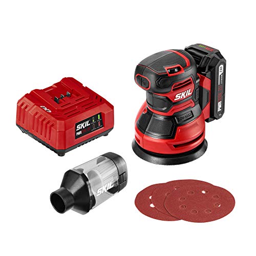 SKIL PWRCore 20 20V Brushed 5" Random Orbital Sander, Variable Speed, Includes 3pc Sandpaper, Dust Box, 2.0Ah Battery and Charger - SR6604B-10 Skil