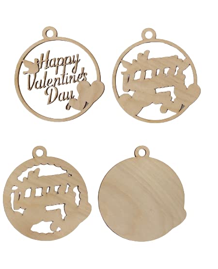 Happy Valentines Day Round Sign 4 Pieces Laser Cut Out Unfinished RND3 The Wood Shape Store