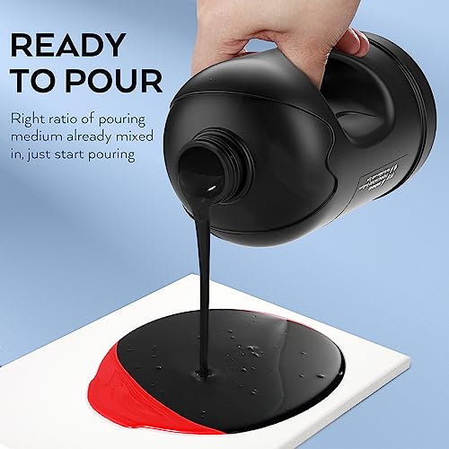 Nicpro Jet Black Color Acrylic Pour Paint, 67.6 Ounce Pre-Mixed Pouring Paint Supplies with Silicone Pour Oil & Gloves for Canvas, Rock, Wood Cell Nicpro