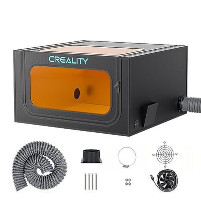Creality Laser Engraver Enclosure V2.0 Fireproof and Dustproof Protective Cover 720x720x400mm, Exhaust Fan 4000RPM and Pipe, Fits for Most Laser