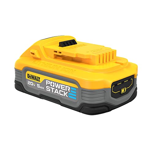 DEWALT 20V MAX Battery, POWERSTACK, More Power + More Compact, Rechargeable 5Ah Lithium Ion Battery (DCBP520) DEWALT