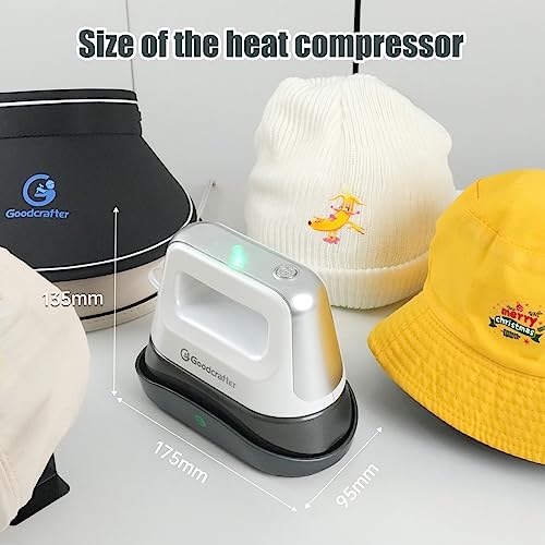 Goodcrafter Hat Press 6.3"x3.3" Hat Heat Press Machine for Caps,Curved,Ceramic-Coated Heat Plate, Easy Temperature Control with Safety Base & Goodcrafter