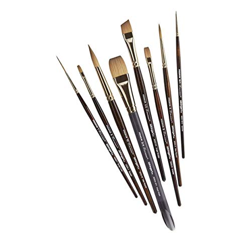 KINGART Finesse Kolinsky Sable Synthetic Blend Premium Watercolor Artist Brushes, Gift Box, Set of 8, Synthetic Brush Hairs, Acrylic Handle, for Oil, KINGART