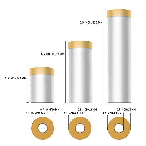 MyLifeUNIT Tape and Drape, Assorted Masking Paper for Automotive Painting Covering (66-Feet, 3 Sizes) MyLifeUNIT