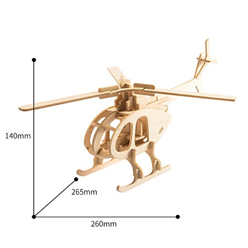 3D Wooden Puzzle Helicopter Model Creative Puzzle Model Kits DIY Toys 32-Piece Build Car Kit PONTE COLLECTION