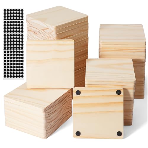 60 Pack Unfinished Wood Coasters, GOH DODD 4" Wood Slices for Nature Crafts & Wedding Decoration, Blank Coasters Wood Kit for DIY Architectural GOH DODD