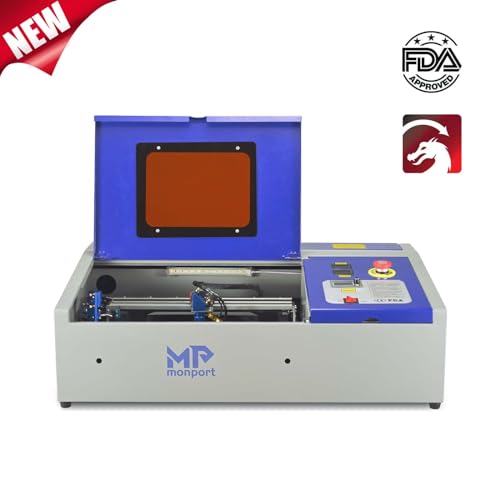 Monport 40W 2.0 Laser Engraver (8" X 12"), Lightburn Compatible CO2 Laser Engraver & Cutter with Adjustable Laser Head, Air Assist, Red Dot Guidance, Monport