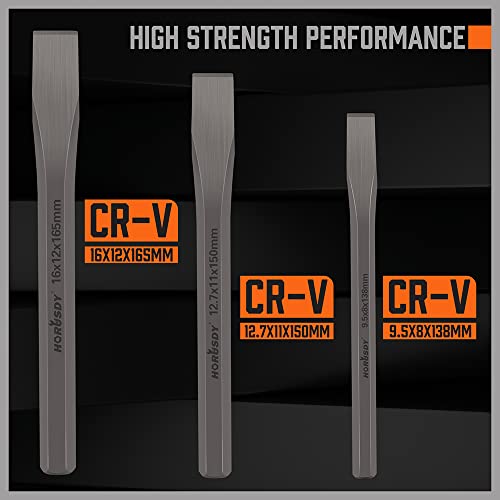 HORUSDY 3-Piece Heavy Duty Cold Chisels Set, 3/8 in, 1/2 in, 5/8 in HORUSDY