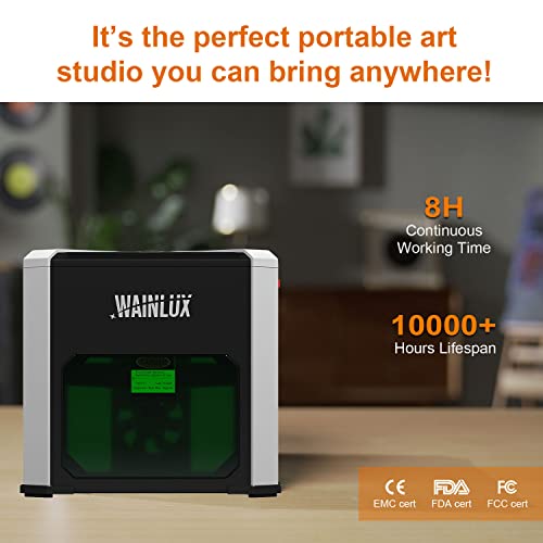 Laser Engraver WAINLUX K6 Pro, 3000mW Laser Engraving Machine, 0.05mm Accuracy, BT Connection Portable Mini Laser Cutter Engraver Tool for Wood Vinyl WAINLUX