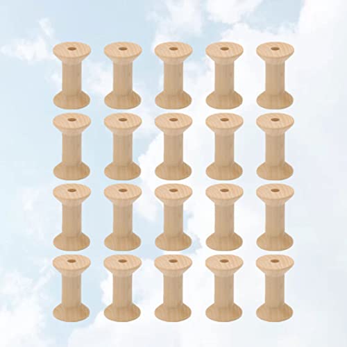 VILLCASE 60 Pcs Empty Thread Spools Wooden Thread Spools Glass Holder Yarn Kit Weaving Kit Thread Stand Thread Spools Empty Wood Spools Wire VILLCASE