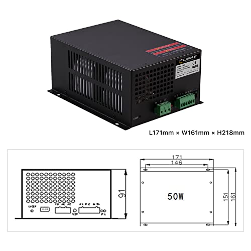 Cloudray 50W Laser Power Supply 110V for 50W Laser Tube Laser Engraver Cutter M50(MYJG 50 Upgrade) Cloudray
