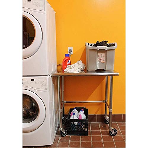 AmGood Stainless Steel Work Table Open Base & Wheels | Work Station | Metal Work Bench (Stainless Steel Work Table Open Base + Casters, 18" Long x AmGood