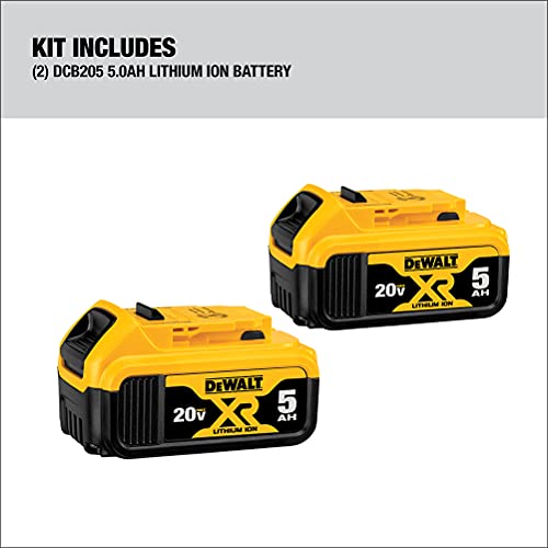 DEWALT 20V MAX XR Battery, 5 Ah, 2-Pack (DCB205-2) DEWALT