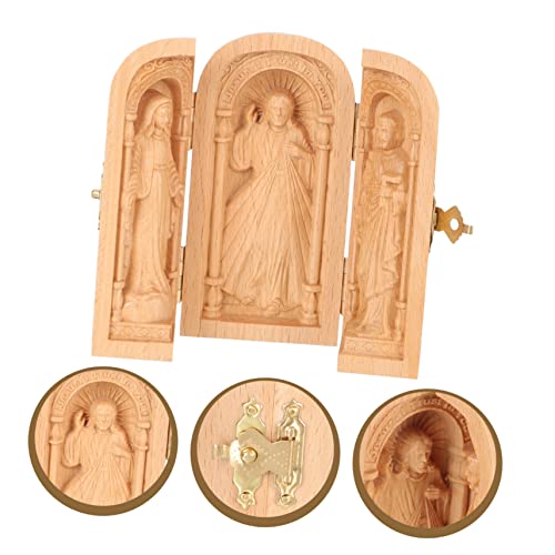 VOSAREA Religious Ornaments Household Wood Crafts Wooden VOSAREA