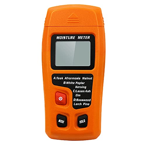 Digital Wood Moisture Meter Wood Humidity Tester Hygrometer Timber Damp Detector Large LCD Display (Orange) QYQRQF