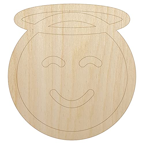 Angel Face Halo Emoticon Unfinished Wood Shape Piece Cutout for DIY Craft Projects - 1/4 Inch Thick - 6.25 Inch Size Sniggle Sloth