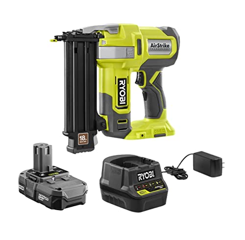 RYOBI ONE+ 18V 18-Gauge Cordless AirStrike Brad Nailer P321 with Battery and Charger (Renewed) RYOBI