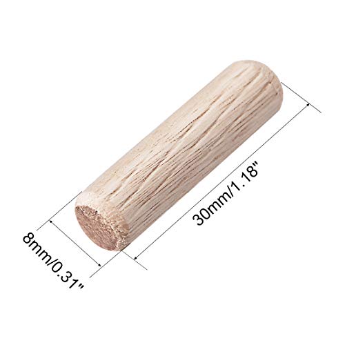 uxcell 0.31"x1.18"(8x30mm) Wooden Dowel Pin Wood Kiln Dried Fluted Beveled Hardwood 20pcs uxcell