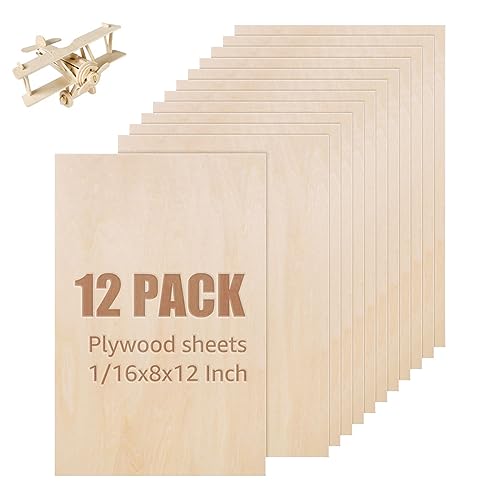 ZOFORTY 8 Pack 12x12 Inch Basswood Sheets 1/4 Inch Thick Square Plywood  Sheets Unfinished Wood