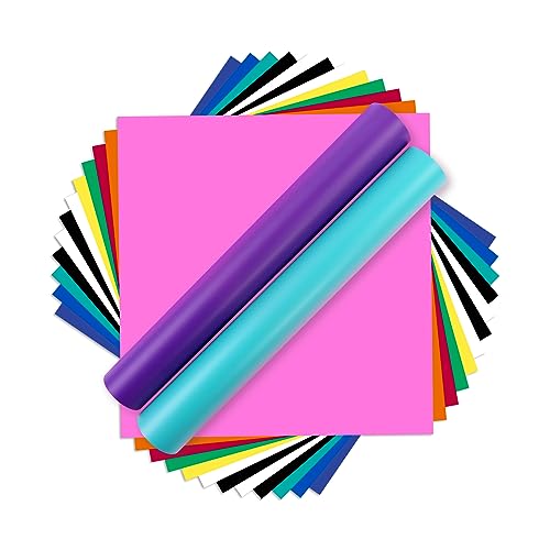 HTVRONT Matte Permanent Vinyl for Cricut - 14 Pack 12" X 12" Permanent Vinyl Bundle, Permanent Adhesive Vinyl for Craft Projects, Color Adhesive HTVRONT