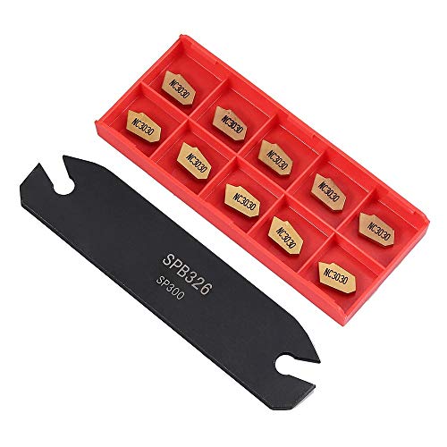 VeYocilk CNC Lathe Turning Tool Holder:SPB26-3 Grooving Cut-Off Tool with 10pcs GTN-3 SP300 Carbide Inserts Blades VeYocilk