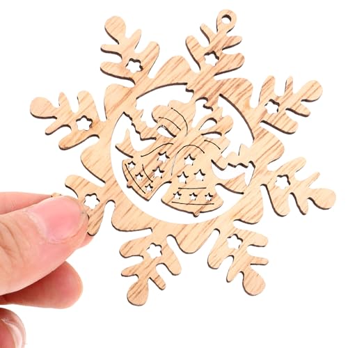 ABOOFAN 1 Set of Christmas Unfinished Wooden Snowflake Ornaments Snowflake Hanging Cutouts Blank Wood Slices Embellishments for Xmas Tree Decorations ABOOFAN
