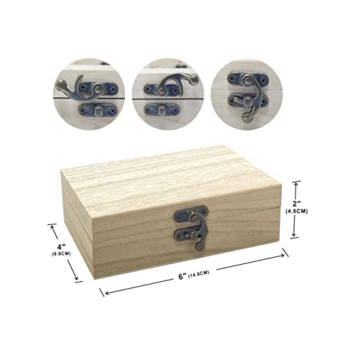 8 Pack 6 X 4 X 2 Inch Unfinished Wooden Box For Crafts Small Keepsake Box Treasure Chest Wood Jewelry Box Cregugua