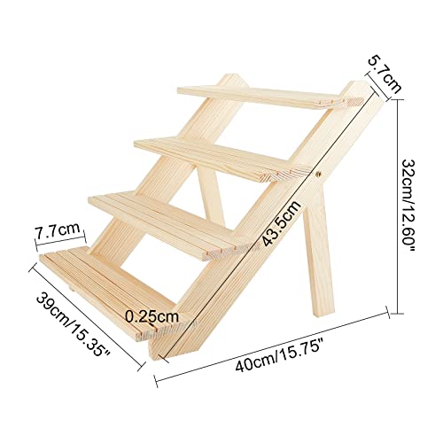 NBEADS 4-Tier Wooden Display Stand Riser, 12-Slot Earring Ring Holder Detachable Unfinished Wood Retail Jewelry Card Display Stand with Groove for NBEADS