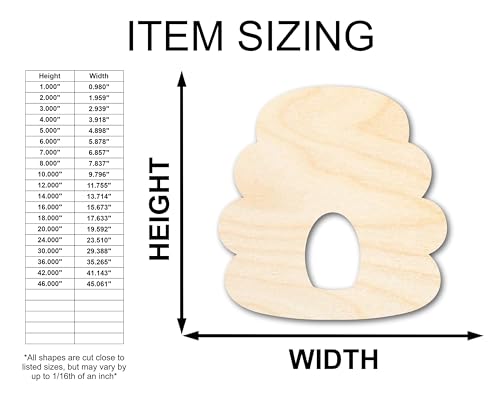 Unfinished Wood Beehive Shape - Craft - up to 36" 8" / 1/8" 24 Hour Crafts