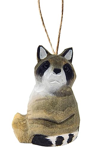 Selsela Raccoon Wood Ornament Hanging Animal Figurine Handmade Carved Decoration Selsela