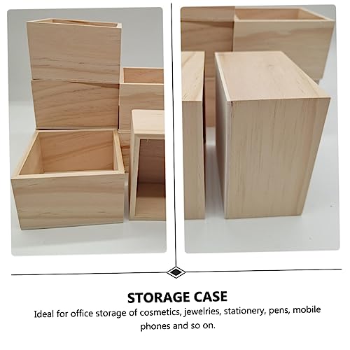 TEHAUX 2pcs No Cover Wooden Box Jewelry Holder Container Wooden Treasure Chest Unfinished Wood Boxes Small Wooden Boxes with Lids Sundries Storage TEHAUX