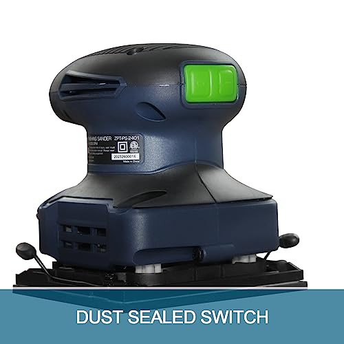 ZEITE 2.4 Amp Electric Palm Sander with 12Pcs Sandpapers, 1/4 Sheet Orbital Finishing Sander for Woodworking, 10 Ft Cord Hand Sander for Polishing Zeite