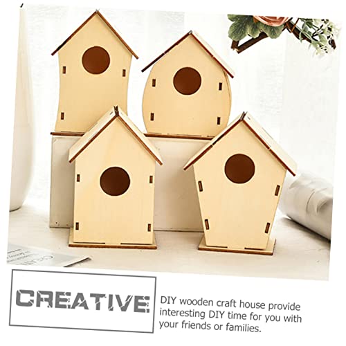 EXCEART 8 Pcs Christmas Wooden House Wood House Decor Birdhouse Kit Unfinished Wooden Bird Houses Christmas Tree Hanging Decoration Miniature Village EXCEART