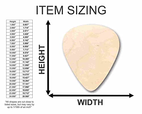 Unfinished Wood Guitar Pick Shape - Music - Craft - up to 24" DIY 5" / 1/4" 24 Hour Crafts